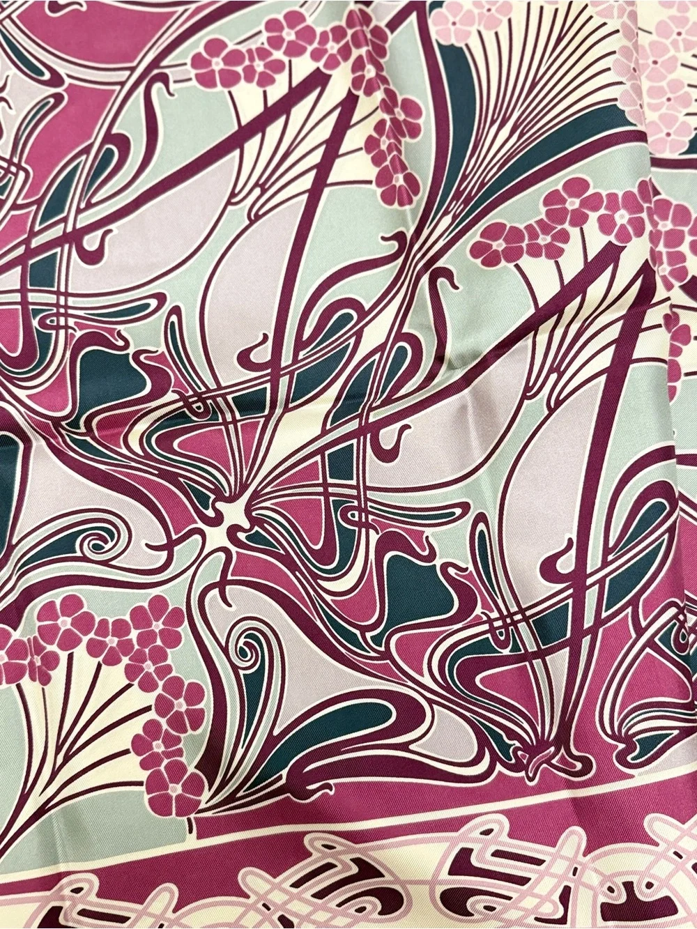 liberty Pink & Navy Floral Art Nouveau Silk Scarf